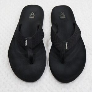 Teva Womens 9 Mush Flip Flop Sandals Black Chevron Webbing Strap 4198